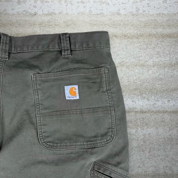 Carhartt Double Knees Carpenter Pants Olive Green Cotton Relaxed Fit Work Wear - Picture 3 of 5